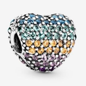 Pandora Rainbow Pave Heart Clip Charm NEW